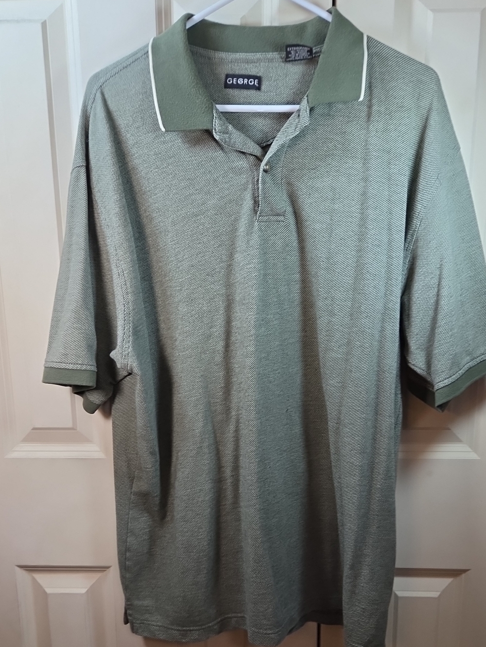 George Olive-Tone Polo with White Piping